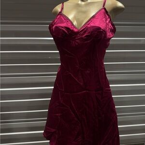 Elegant Magenta Satin Slip Dress